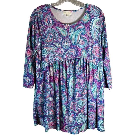 SIMPLY Southern Colorful Paisley Size 12 Women’s Tunic Top or Dress Size Medium - Picture 4 of 10